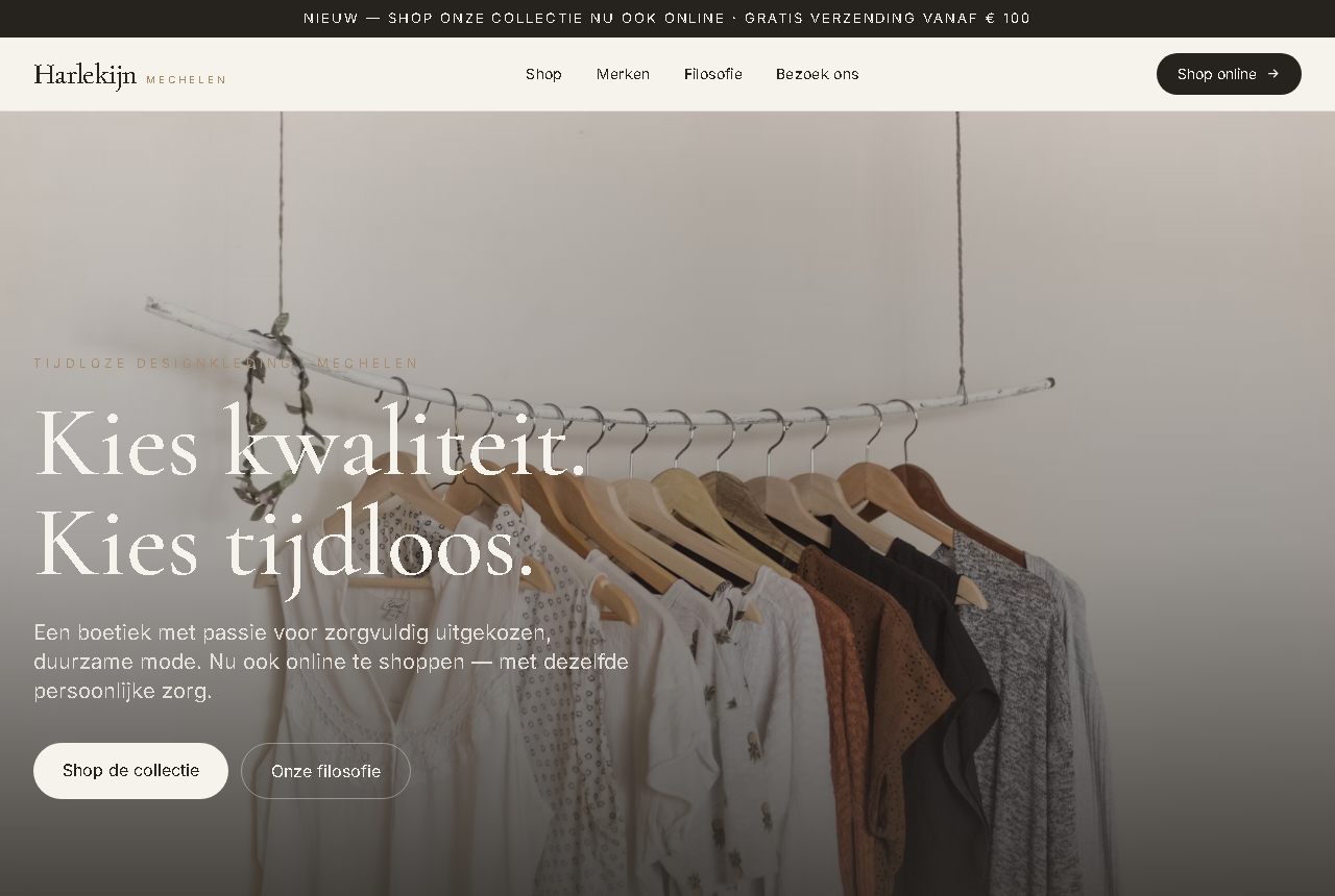 Concept webshop for Harlekijn, designer fashion
