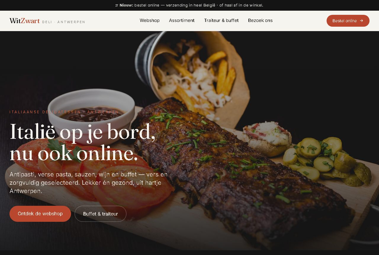 Concept webshop for Wit Zwart Deli, Italian deli
